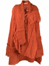 Stella Mccartney Textured Knit Jacket With Single Hook Closure In Orange