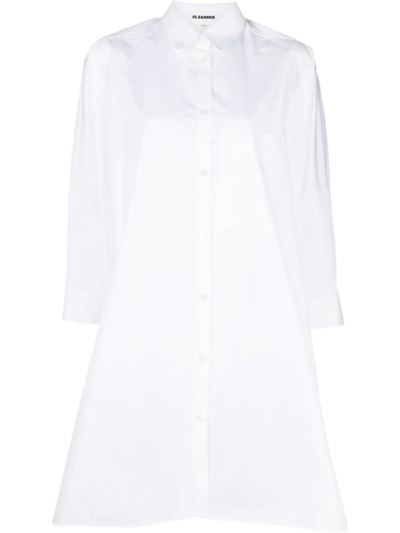 Jil Sander A-line Shirt Dress In 100 - Optic White