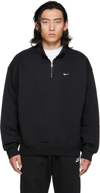 Nike Solo Swoosh Oversize Quarter Zip Sweatshirt In Black/white