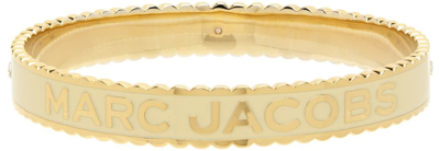 Marc Jacobs Gold & Beige 'the Medallion Large' Cuff Bracelet In White