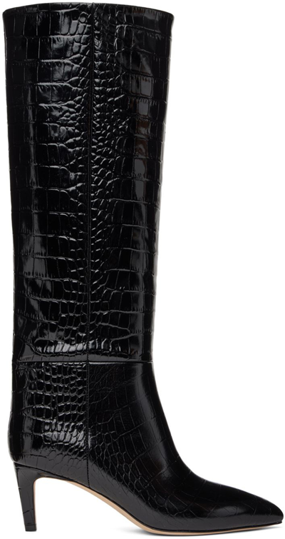 Paris Texas Croc-embossed Leather Boots In Carbone