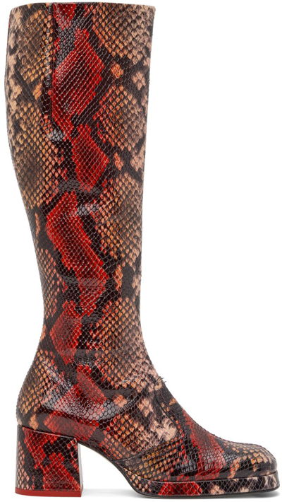 Miista Red Donna Boots In Snake