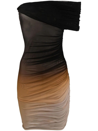 Mugler Dégradé Off The Shoulder Mesh Body-con Minidress In Multi