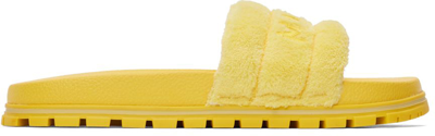 Marc Jacobs The Slide Logo-embroidered Slides In 752 Golden Kiwi