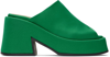 Ganni Retro Recycled Platform Mules In Kelly Green