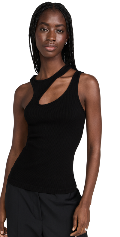 Agolde Athena Cutout Ribbed Stretch Organic Cotton And Lyocell-blend Tank In Black