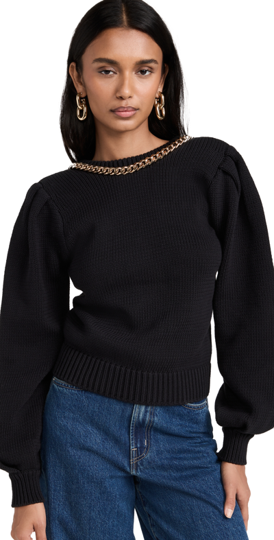 Aje Elle Chain Open Back Knit Sweater In Black