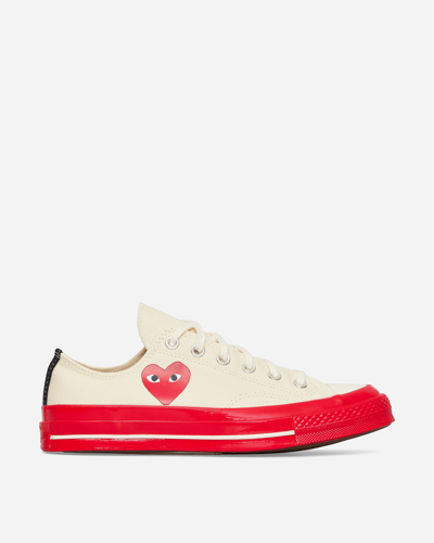 Comme Des Garçons Play Converse Red Sole Chuck 70 Low Sneakers Beige In White