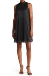 Marina Metallic Mock Neck Shift Dress In Black/ Bk