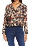 Halogen Cross Front Blouse In Black Multi Layered Ribbons