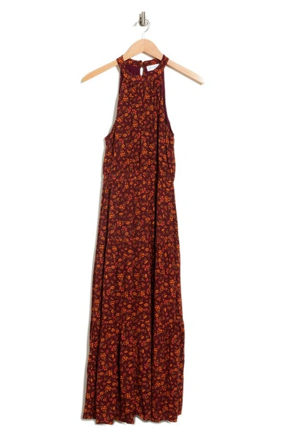 Lost + Wander Party At Dusk Halter Neck Maxi Dress In Maroon