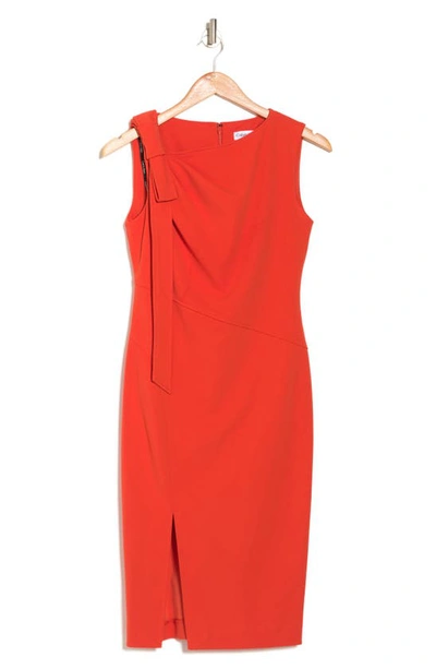 Calvin Klein Sleeveless Bow Sheath Dress In Spicy Orange | ModeSens