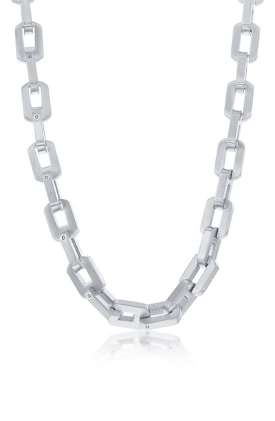 Blackjack Matte Linked Necklace In Silver