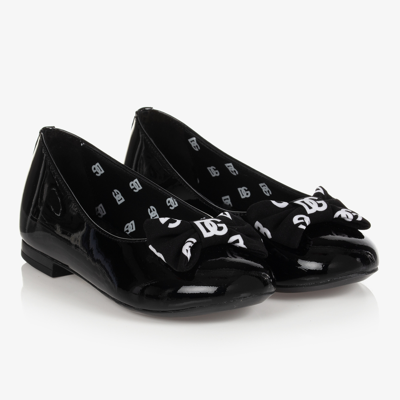 Dolce & Gabbana Kids' Girls Black Patent Ballerina Flats