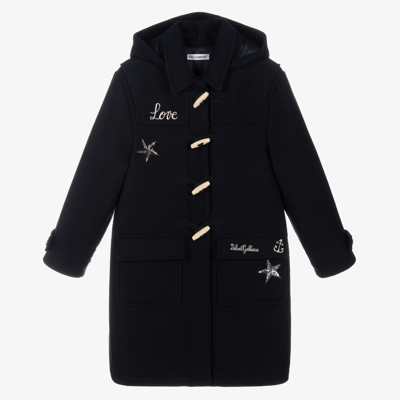 Dolce & Gabbana Kids' Baize Duffel Coat With Star Patch In Multicolor