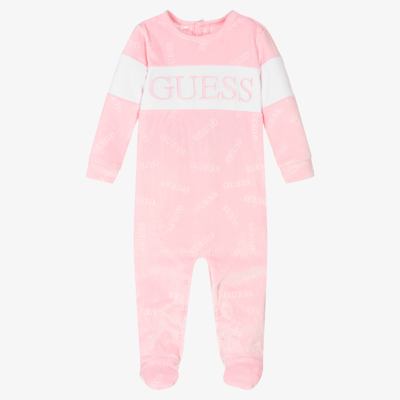 Guess Girls Pink Velour Babygrow