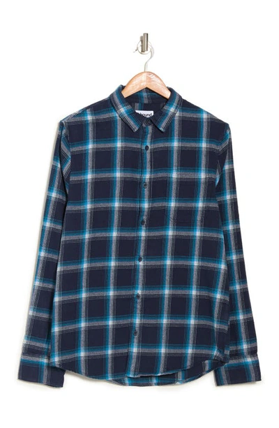Abound Plaid Cotton Flannel Button-up Shirt In Navy- Lilac Multi Plaid