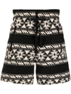 Isabel Marant Étoile Linima Patterned Cotton Shorts In Nero