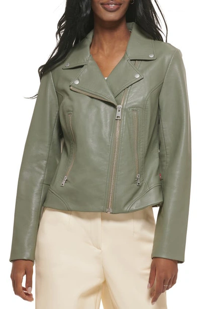 Levi's Faux Leather Moto Jacket In Sage