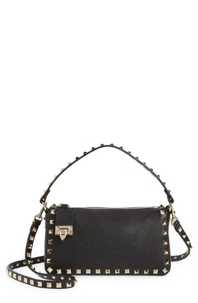 Valentino Garavani Rockstud Spike Small Leather Shoulder Bag In Black  