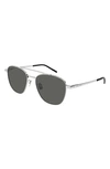 Saint Laurent 55mm Aviator Sunglasses In Silver