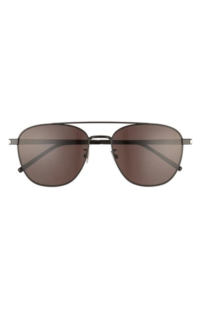 Saint Laurent Men's Ysl Half-rim Metal Aviator Sunglasses In Black