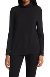 Ming Wang Turtleneck Jersey Tunic Top In Black