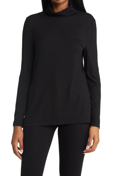 Ming Wang Turtleneck Jersey Tunic Top In Black