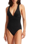 Seafolly Collective Crisscross One-piece Swimsuit In Black