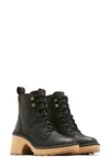 Sorel Women's Hi-line Lace-up Lug Combat Boots Women's Shoes In Black/ Tawny Buff