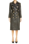 Balmain Black Double-breasted Leather Jacket In 0pa 0pa Noir