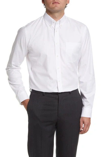 Nordstrom Trim Fit Non-iron Royal Oxford Solid Button-down Dress Shirt In White