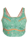 Adidas By Stella Mccartney Truepurpose Printed Sports Bra In Green/ Clear Onix