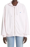 Acne Studios Fiah Face Patch Organic Cotton Zip Hoodie In Pastel Pink