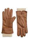 Loro Piana Adler Deerskin Leather Gloves In Dark Tobacco