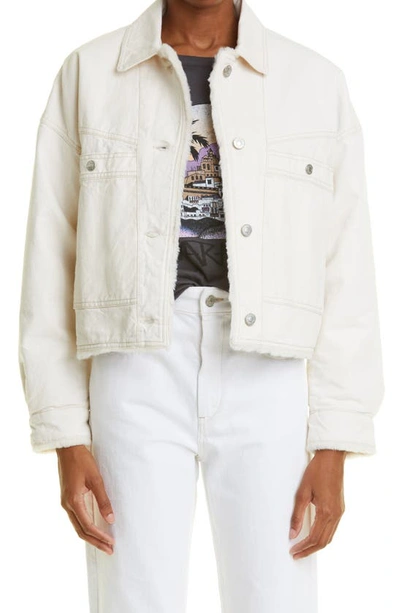 Isabel Marant Paoleta Faux Shearling-lined Denim Jacket In Ivory