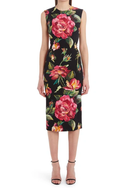 Dolce & Gabbana Floral-print Silk Charmeuse Midi Dress In Multicolor