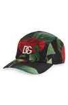 Dolce & Gabbana Dg Rose Print Baseball Cap In Rose/ Nero