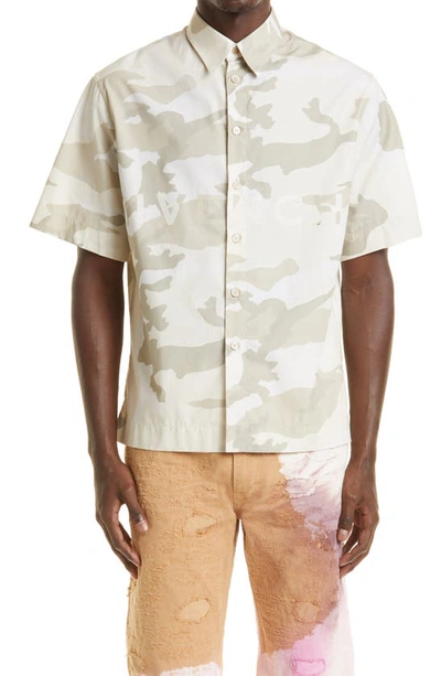 Givenchy Camo Print Cotton Button-up Shirt In Multicolore