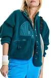 Free People Fp Movement Hit The Slopes Fleece Jacket In Dark Turquoise
