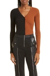Staud Cargo Colorblock Rib Knit Cardigan In Tan Black