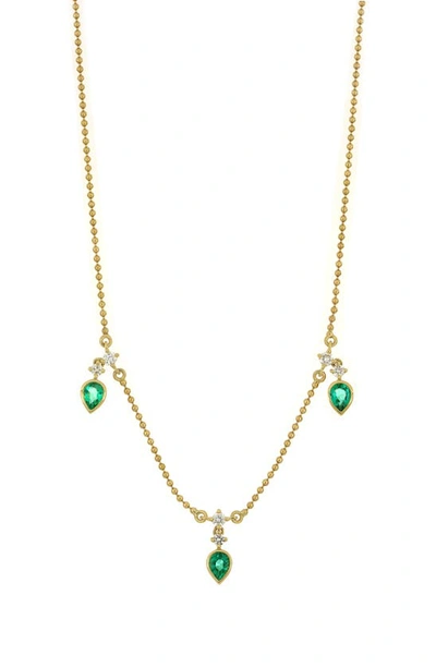 Bony Levy El Mar Emerald Station Necklace In 18k Yellow Gold