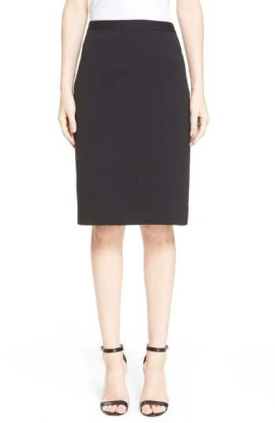 St John Sculpted Milano Knit Pencil Skirt In Caviar