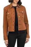 Kut From The Kloth Kara Fray Hem Cotton Blend Trucker Jacket In Chestnut