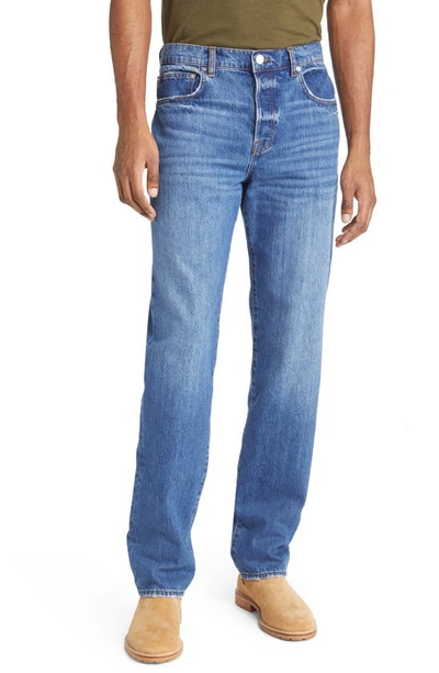 Frame Stacked Straight Leg Jeans In Blue Washed