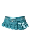 Collina Strada Metallic Denim Belt Skirt In Blau
