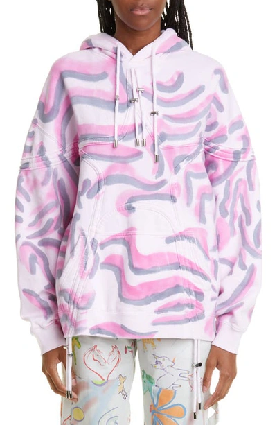 Collina Strada Star Tie Dye Cotton Fleece Hoodie In Pink Zebra