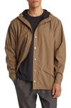 Rains Lightweight Hooded Waterproof Rain Jacket In Wood