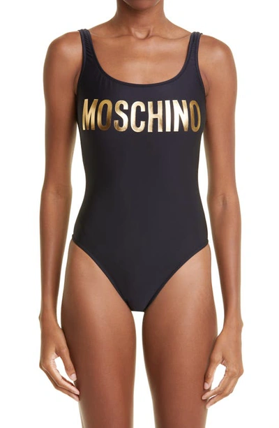 Moschino Black Printed One-piece Swimsuit