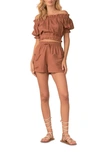 Elan Drawstring Linen Blend Cover-up Shorts In Clay